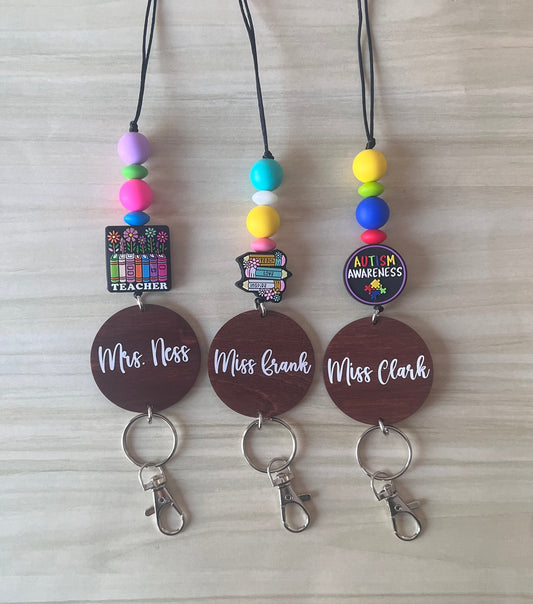 Silicone Beaded Teacher Lanyards