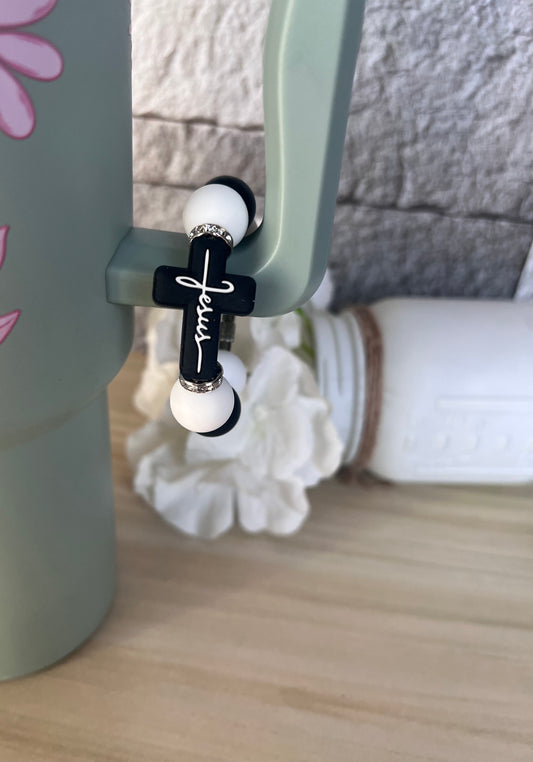 Jesus Cross Silicone Beaded Cup Charm